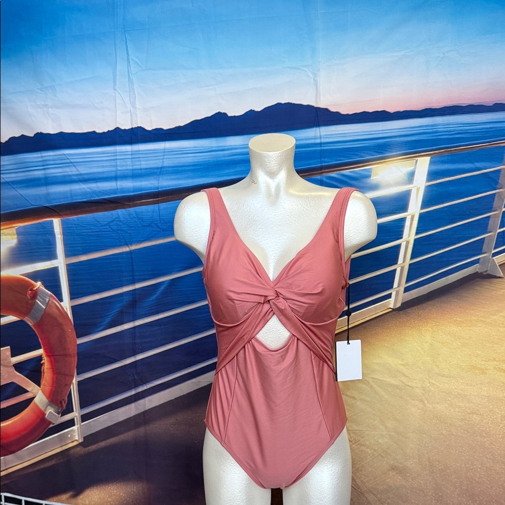 DKNY Women's One Piece Swimsuit in Pink Salmon Color SZ 10